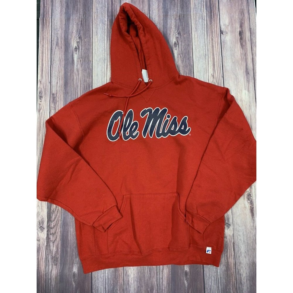 Ole Miss Russell Athletic Hoodie Sweatshirt Red XL USA  Unisex Pre Owned